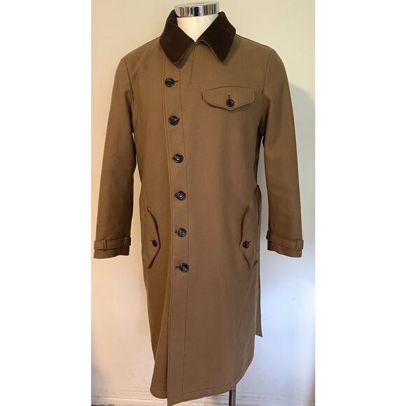 Armani Brown Wool Cashmere Belted Trench Coat Mens 44 Water Repellent Lined - Picture 2 of 16